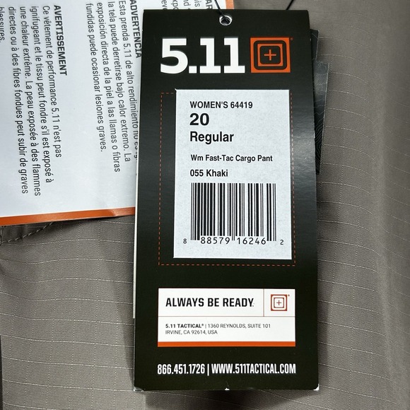 5.11 Tactical Fast Tac Cargo Pants Women Size 20 Straight Fit Ripestop Beige NEW - Picture 4 of 12